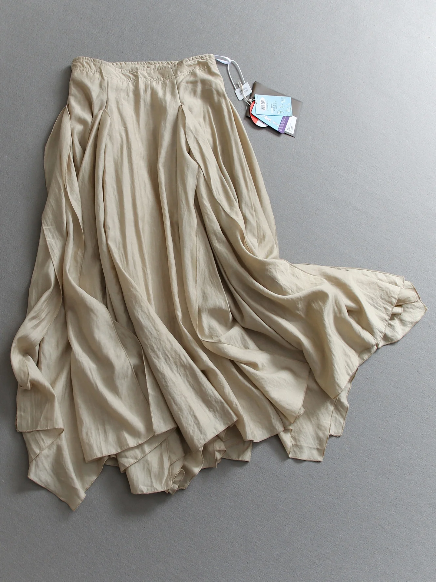 

Comfortable Soft A-Line Midi Skirt Elegant Oversized Swing Skirt Floating Skirt High Waist Cotton Blend Non-Stretch Skirt