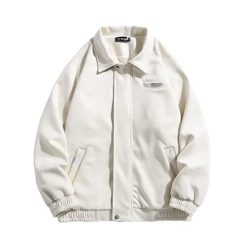 

Мужская замшевая куртка, повседневная верхняя одежда с отложным воротником, весна-осень, американский ретро Sle, молодежная верхняя одежда из полиэфирного волокна, пальто