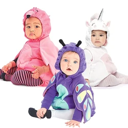 Cute Infant Boy Unicorn Romper Fancy Dress Up Pink Flamingo Animal Carnival Outfit Baby Girl Purple Butterfly Halloween Costume