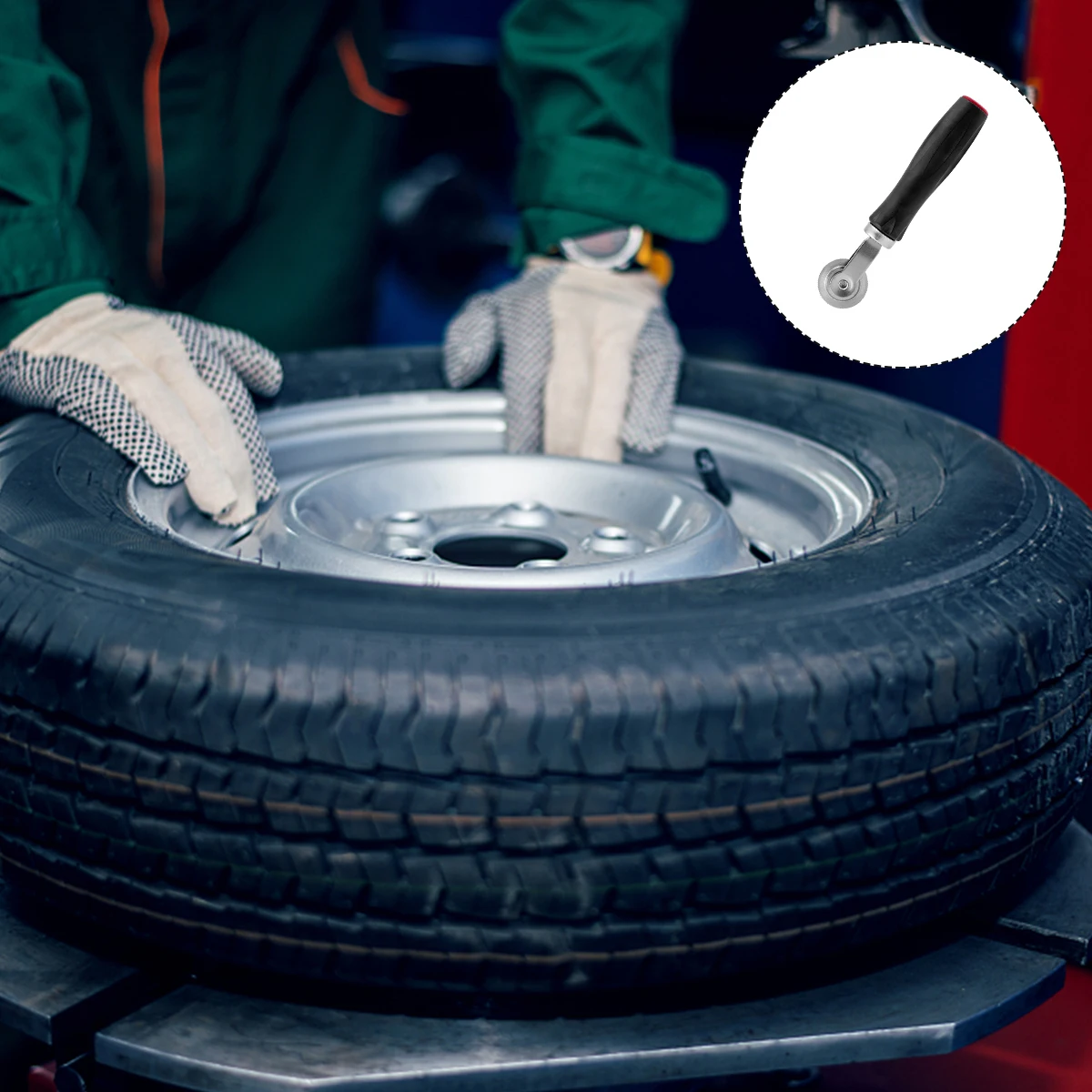 

3Mm Car Tire Repair Tool Tire Compaction Roller Auto Car Patch Stitch Wheel Black Durable Plastic Handle High Temperature Wear