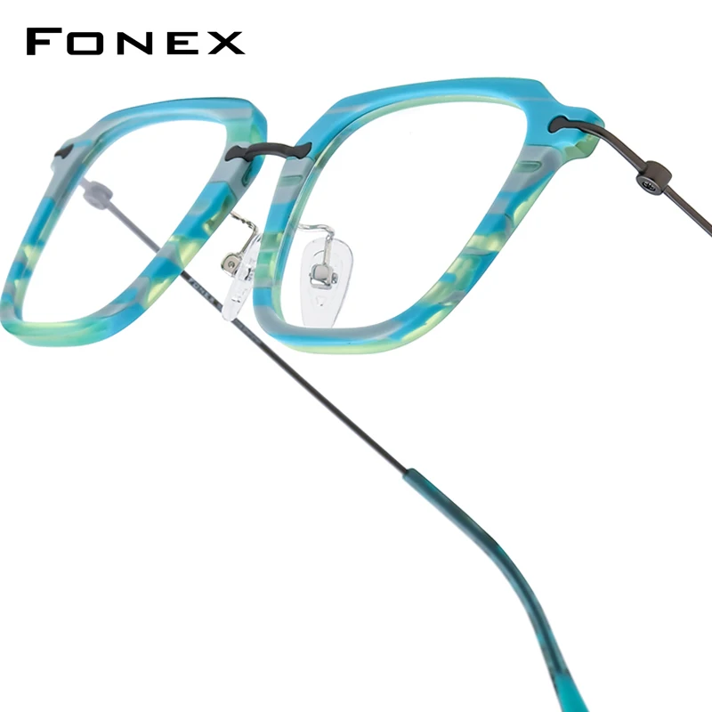 FONEX Acetate Titanium Eyeglasses Frame Women Retro Vintage Square Heart Glasses Men Japanese Handmade Custom Eyewear 85843