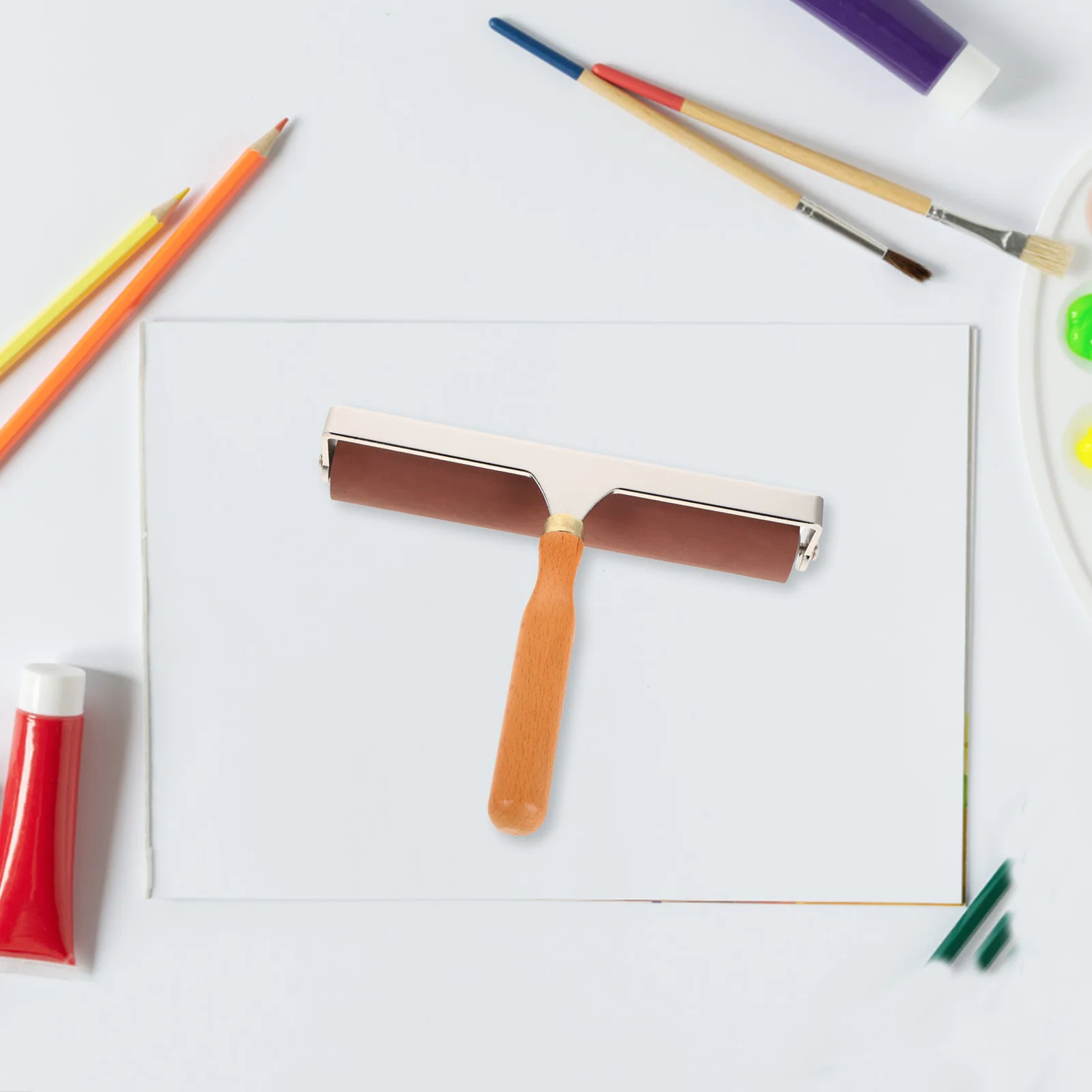 

Rubber Roller for Printmaking Soft Ink Hand Roller 20cm Brayers for Gel Printing Decoupage Woodworking DIY Art Glue Application