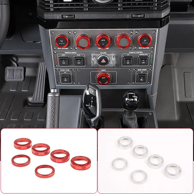 

For INEOS Grenadier 2020-2024 Aluminum Alloy Red Car Central Control Air Conditioning Volume Knob Ring Decorative Accessories