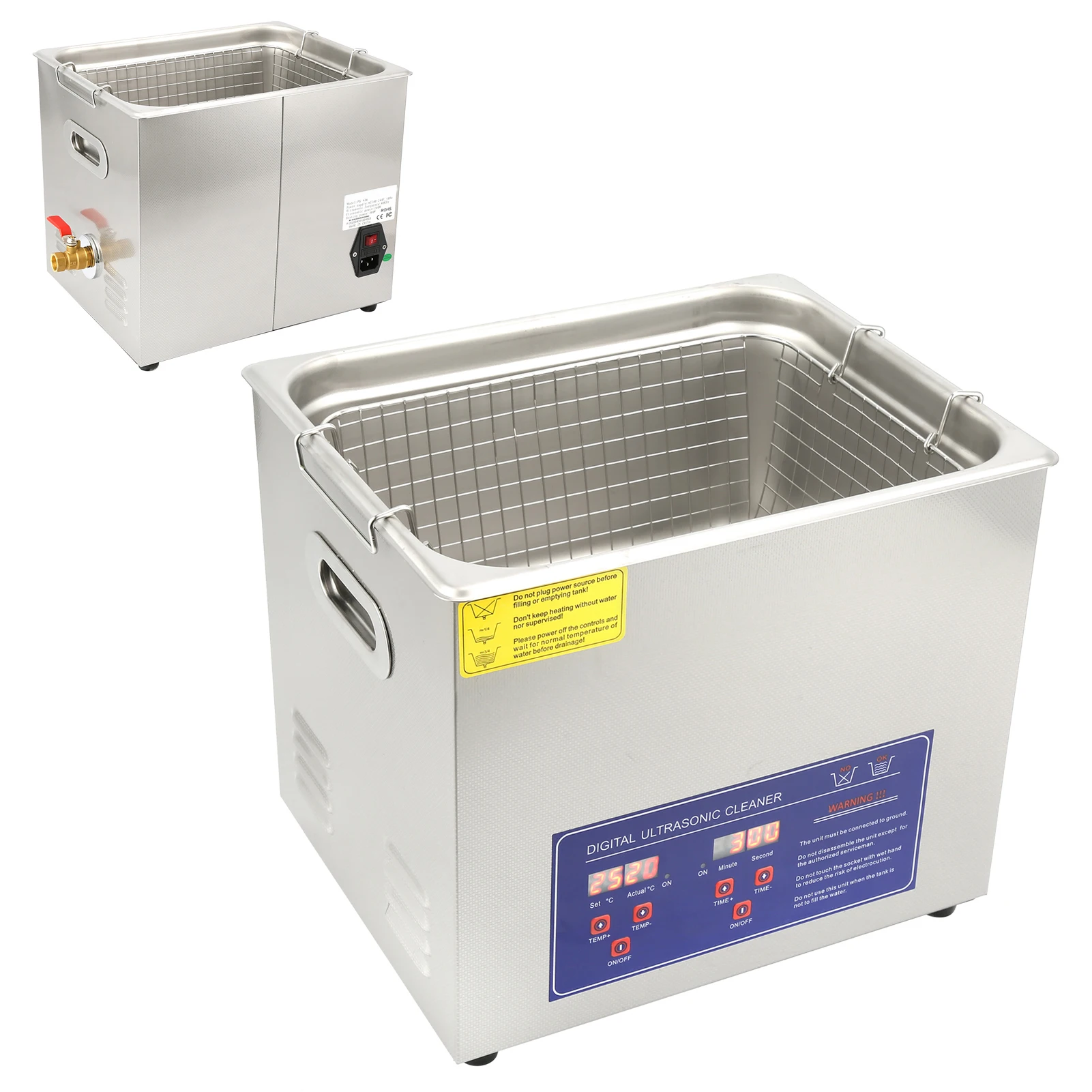 10L  Stainless Steel  with Timer Heater 10L Industrial Equipment PS‑40A Ultrasonic Washer