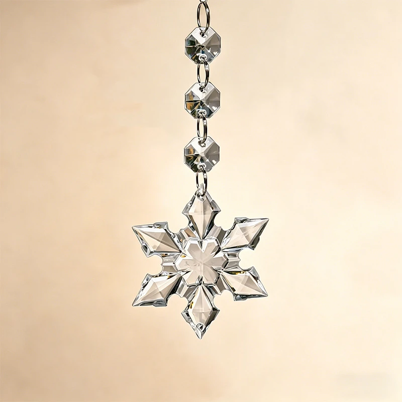 100pcs Acrylic Christmas Pendants Crystal Snowflake Icicle Xmas Tree Hanging Pendant Ornaments New Year Home Party Decoration