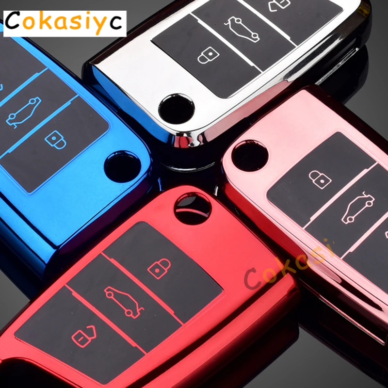 Soft TPU Car Remote Key Case Cover Shell For Volkswagen VW Golf 7 MK7 GTI For Skoda Octavia A7 Seat Ibiza Leon FR 2 Aztec Altea