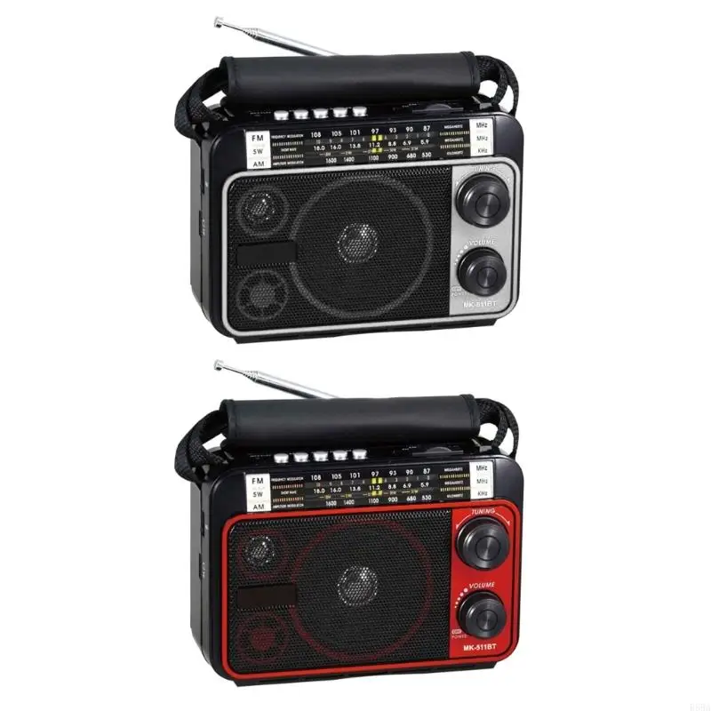 

511BT ABS Radio Bluetooth-compatible Double Speakers with Powerful Driver & Card Slot Support For Camping R58A