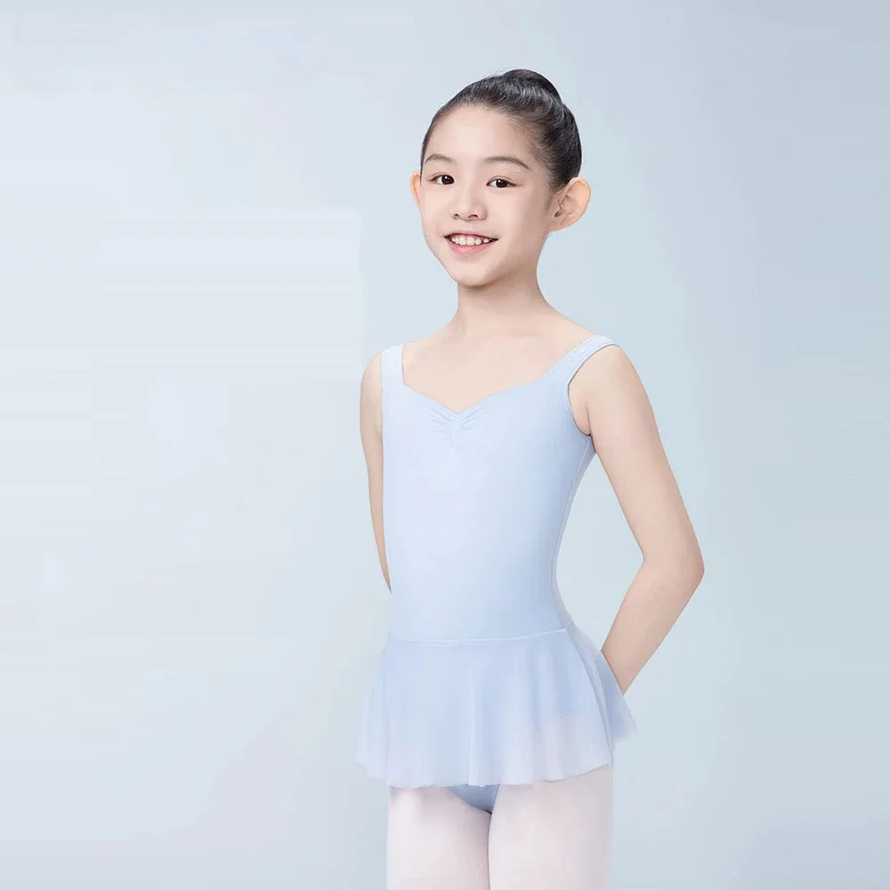 

Girls Tank Ballet Leotards with Skirt Cute Wide shoulder straps Ballet Dance Leotard Toddler Dance Dress