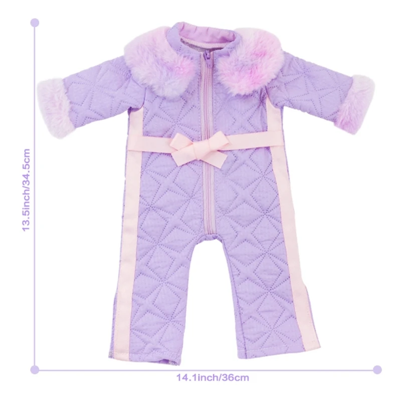 Élégant nœud salopette manteau pour 18/16 pouces fille poupée vêtements d'hiver poupée vêtements fille poupée manteau