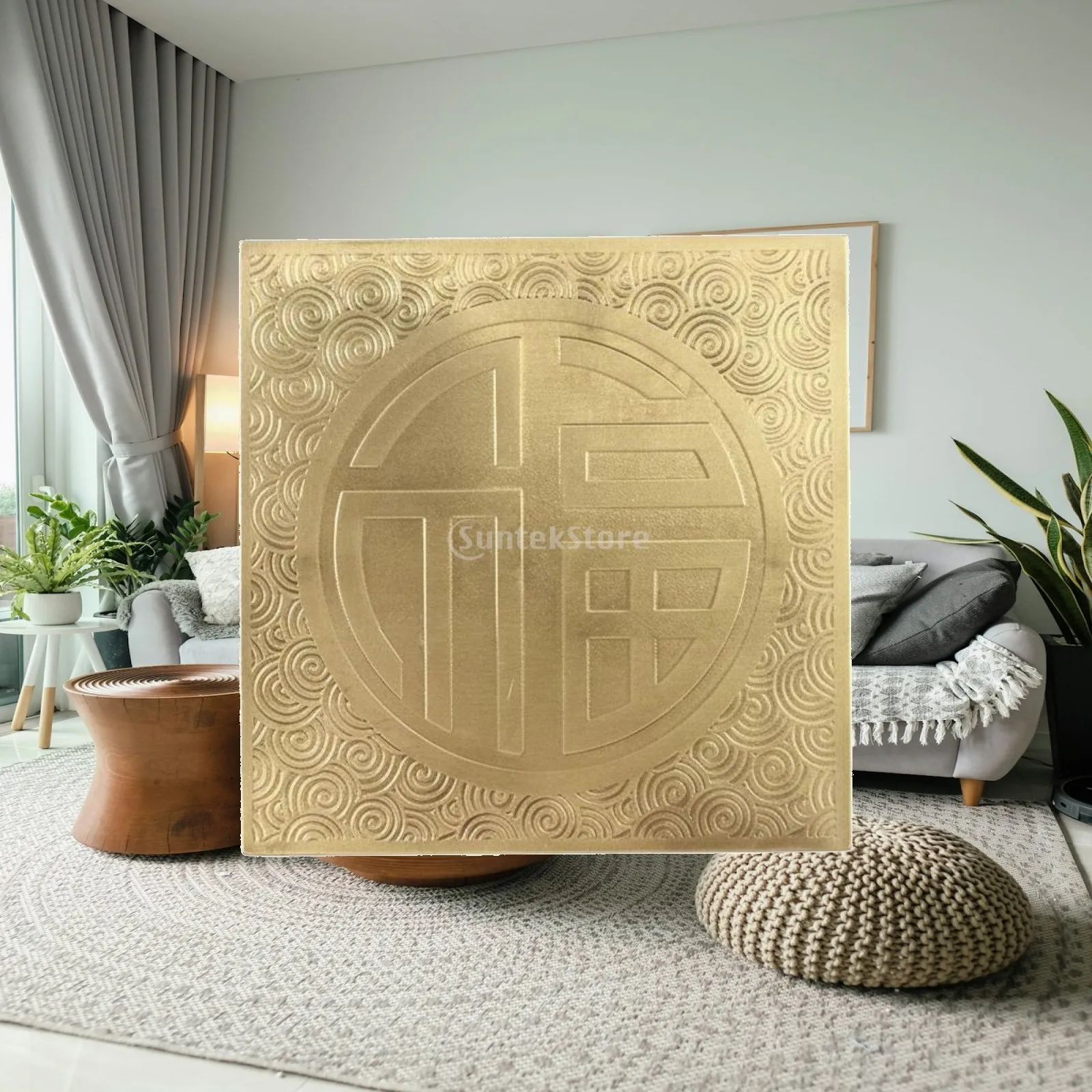 Solid Copper Industrial Plate Chinese Style Furniture Applique Antique Brass Decorative Hardware for Cabinet Door Wall Desktop