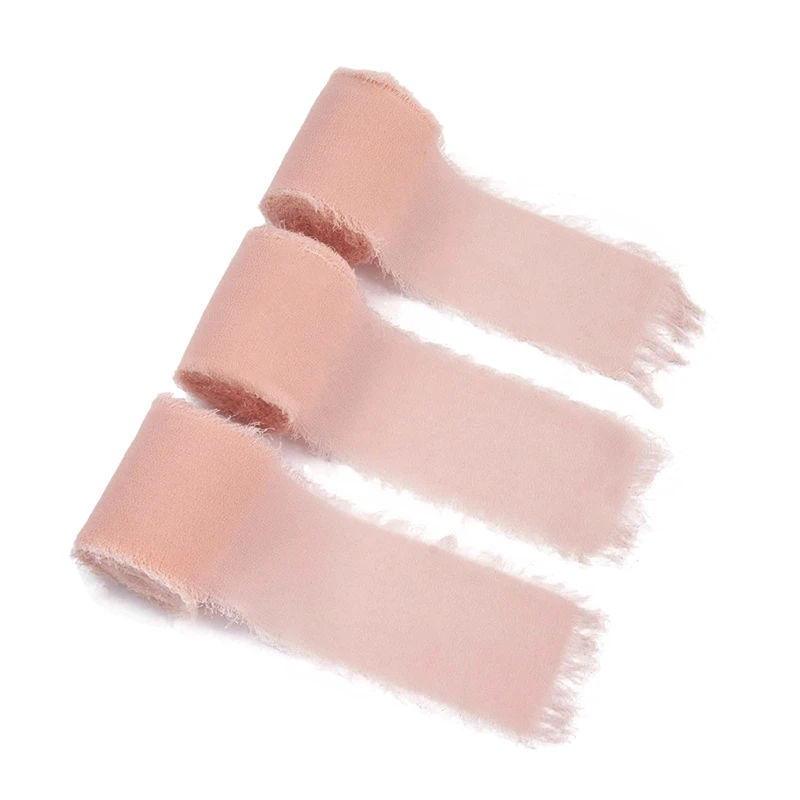 

Лента шифоновая ручной работы с бахромой, 3 рулона, 1,5 дюйма X 7 ярдов