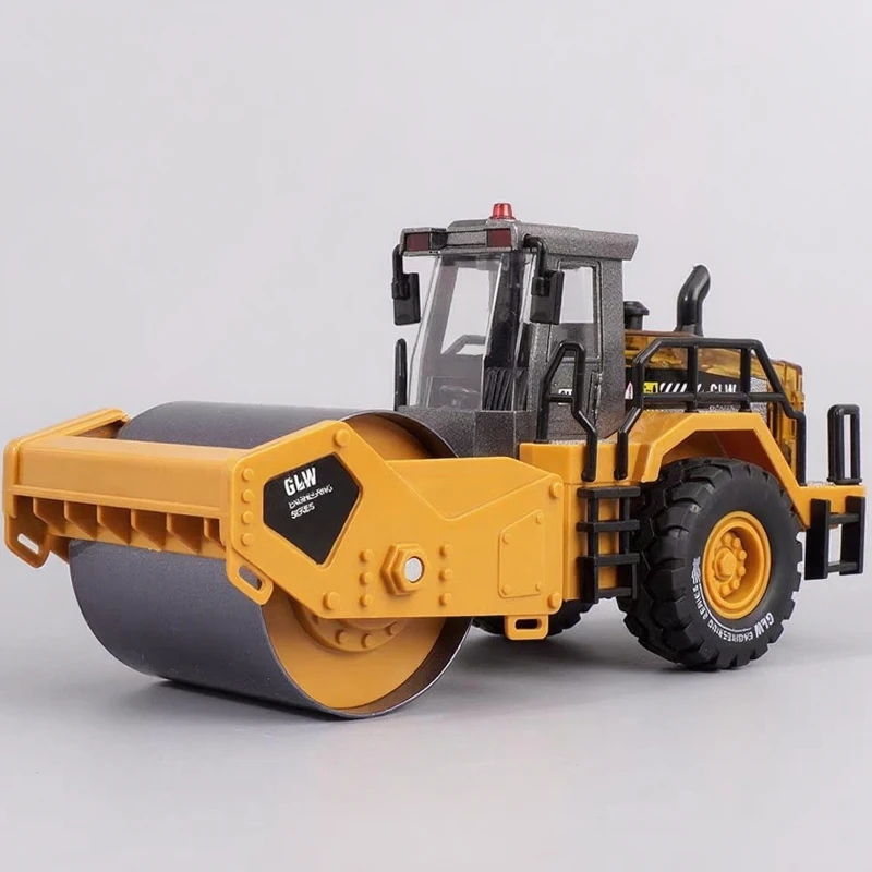 1:40 Road Roller Model Alloy Diecast Engineering Construction Play Vehicles Sound Light Pull Back Collections Toy For Children