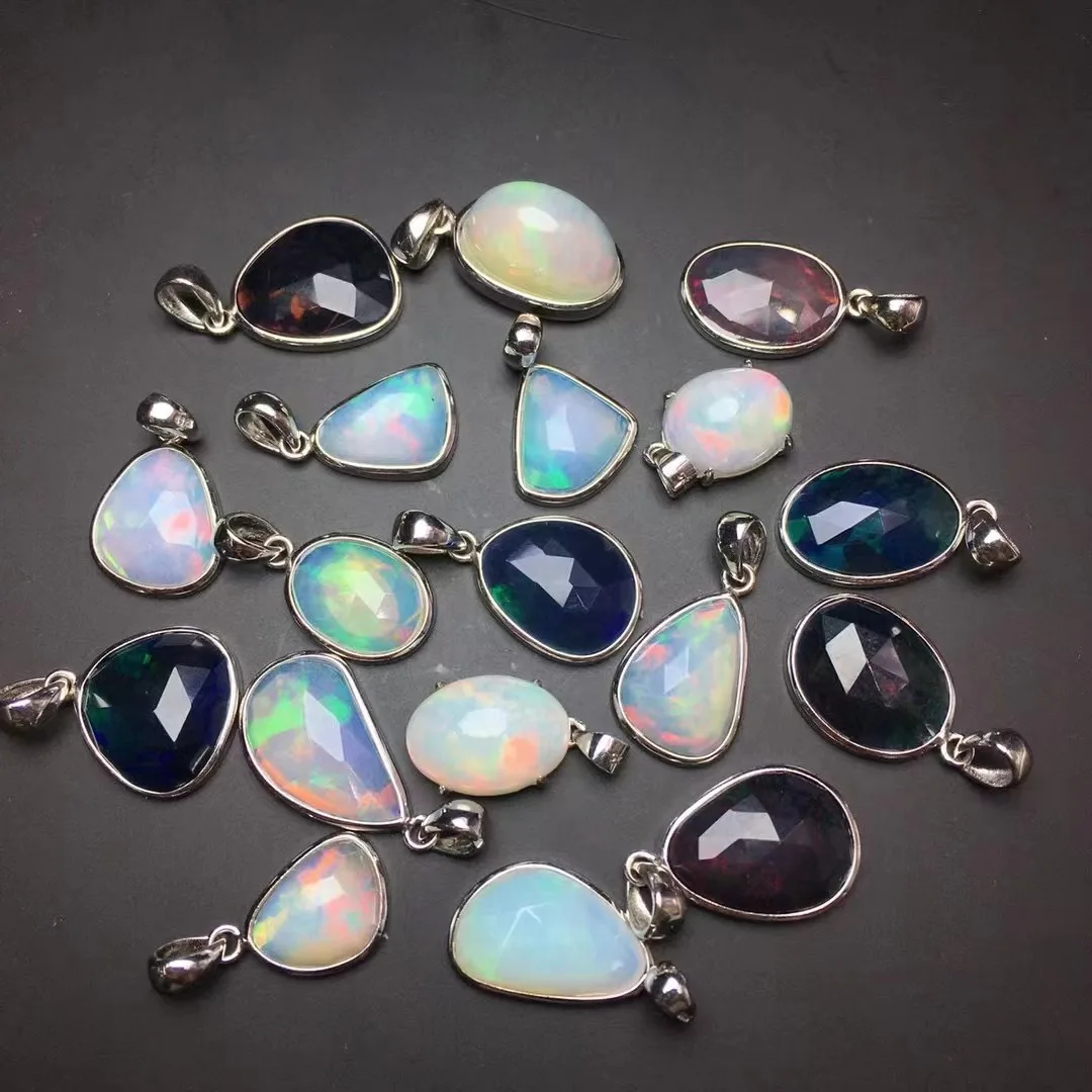 Unit One Piece 925 Silver Buckle With Popular Sale Natural Rainbow Opal Stone Crystal Healing Faceted Random Shape Pendant