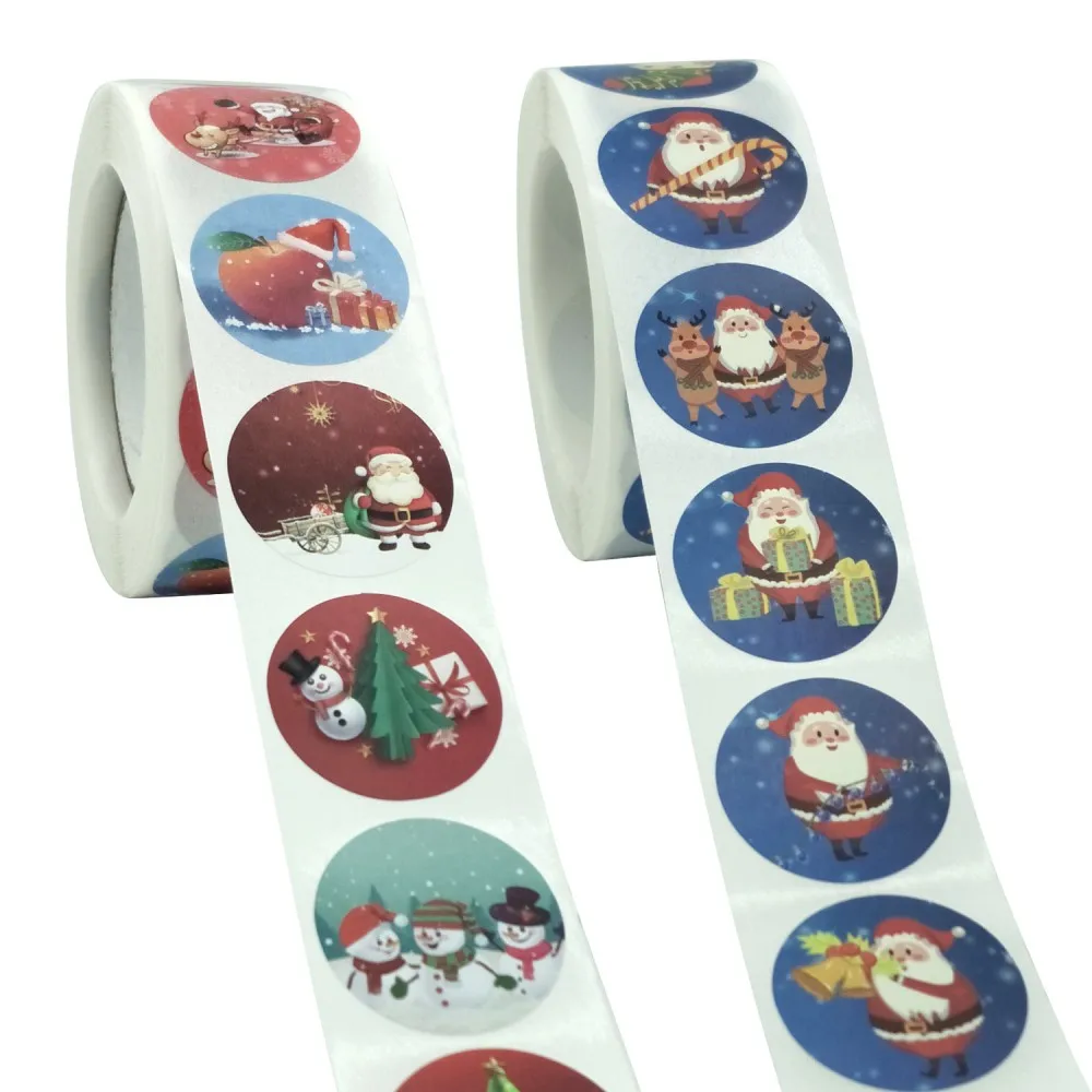 50-500pcs Cartoon Merry Christmas Sticker Santa Claus Tree Paper Label New Year Cute Snowman Stationery Stickers For Kids Gift