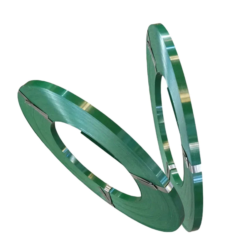 Cheap 19mm Paper Ribbon Bundle with Green Paint Steel Binding Tape for Manual Packing Green Coated Steel Coil