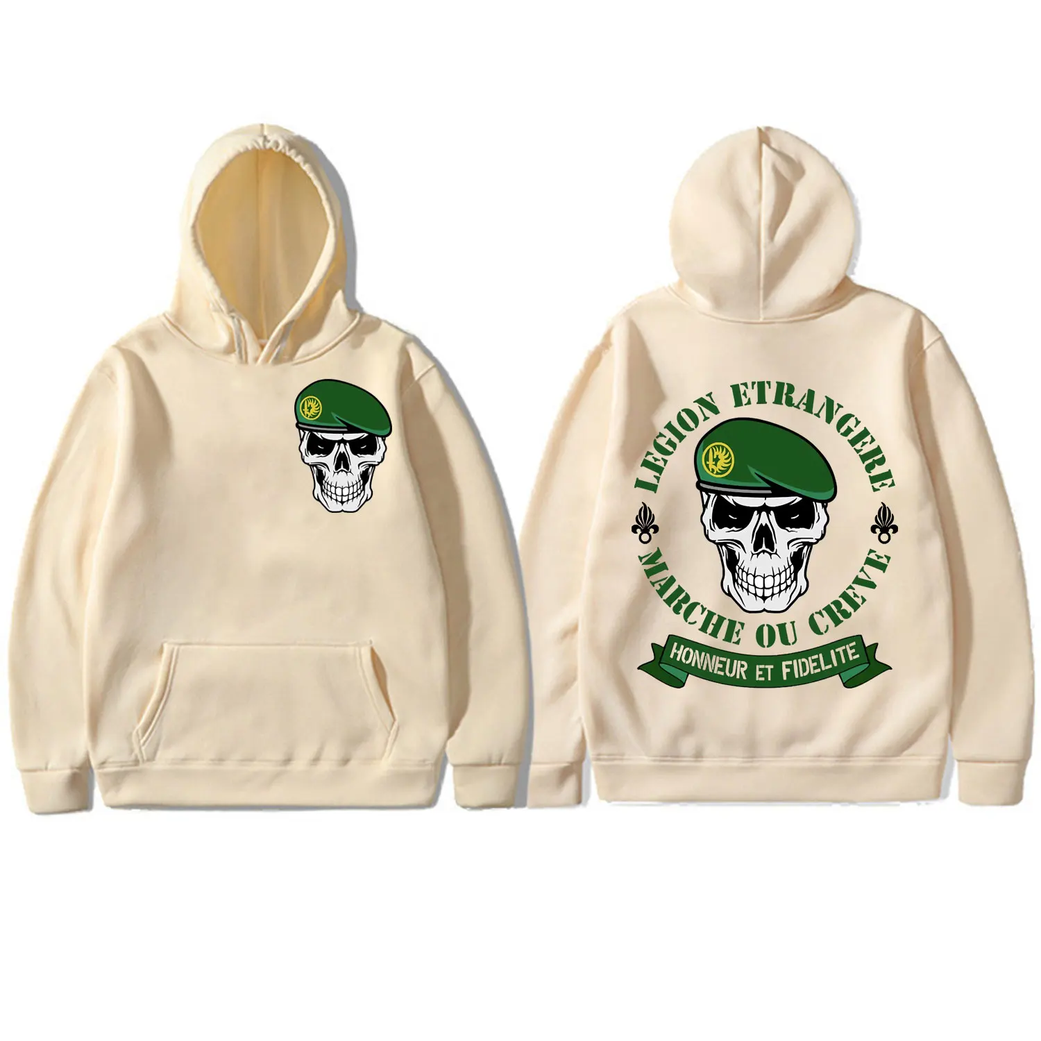 Foreign Legion Horror Skull Print Hoodie Man Harajuku Gothic Hooded Sweatshirts Fashion Trend Vintage Pullovers Men's Streetwear