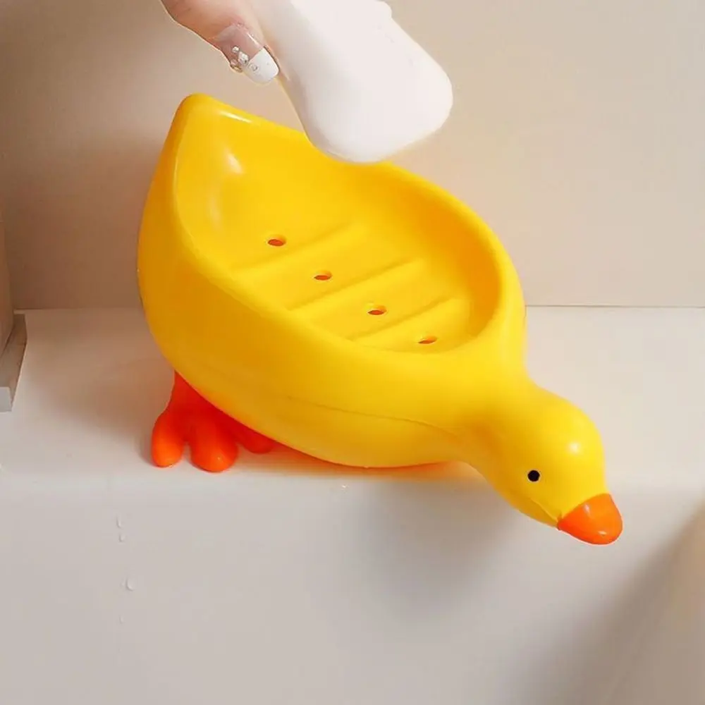 Storage Holder Stand Tray Soap Dish Yellow Duck Shape Cartoon Storage Rack Durable Fashion Soap Container Tray