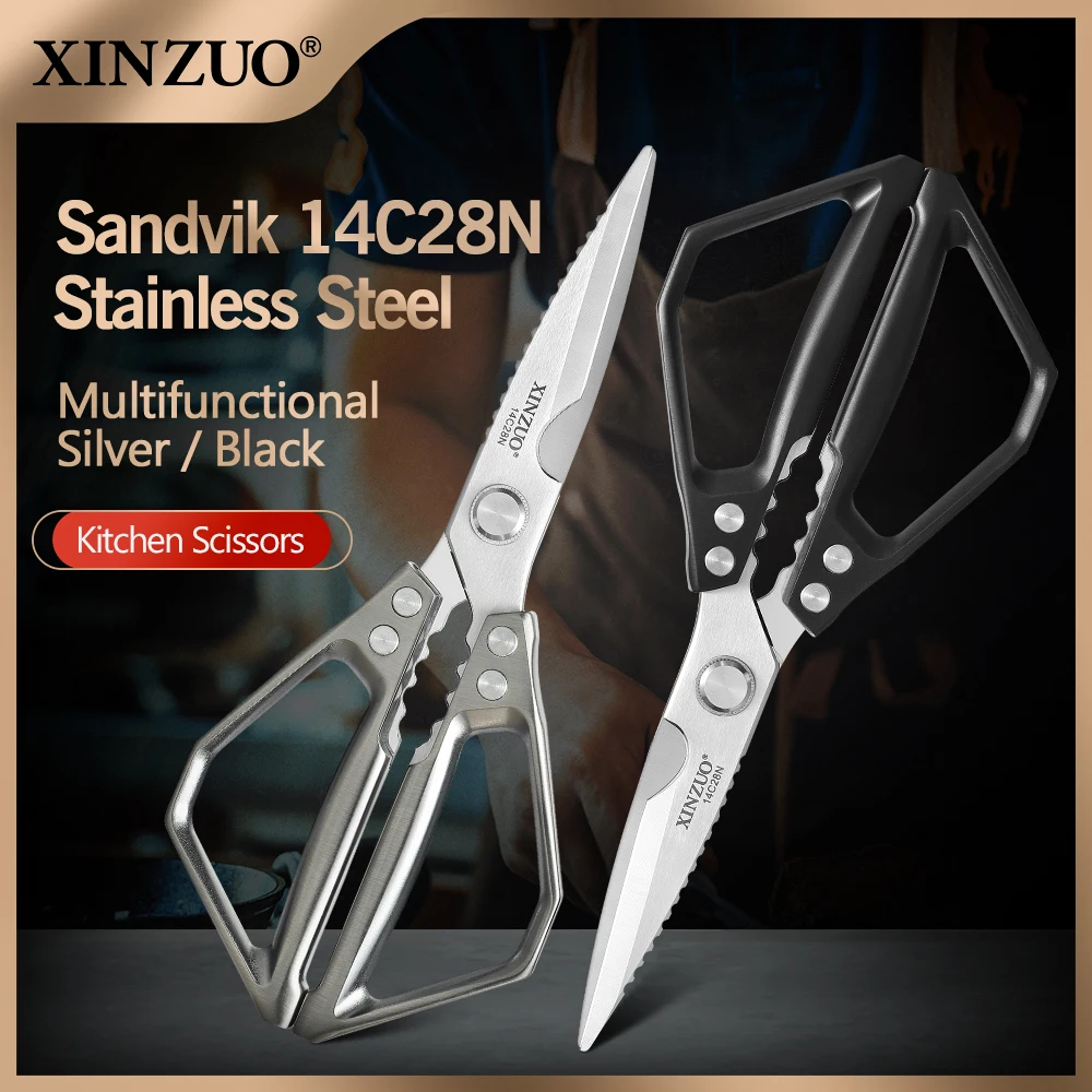 forbici-da-cucina-multifunzionali-xinzuo-in-acciaio-svedese-sandvik-14c28n-56-58-hrc-con-manico-in-lega-di-alluminio-per-risparmio-di-fatica