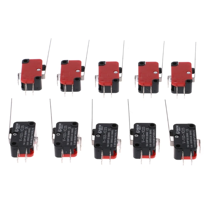 10pcs V-153-1C25 Limit Switches Long Straight Hinge Lever Type SPDT Micro Dropship