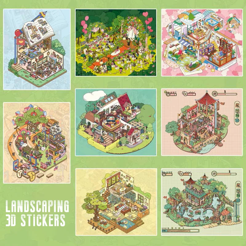 

Card Lover 3 Pcs[Happy Family Series]Super Big 3D Aesthetics Deco Stickers PET Sticker Paper Scrapbooking Material Scrapbook Kit
