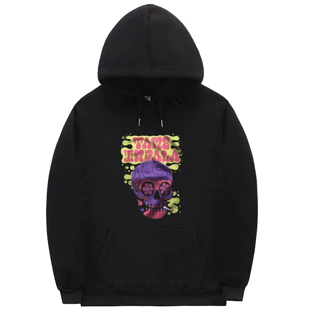 Tame Impala Skull Smoking Graphic Hoodie Male Lndie Pop Rock Alternative Music Pullover Men Fashion Vintage Oversized Hoodies