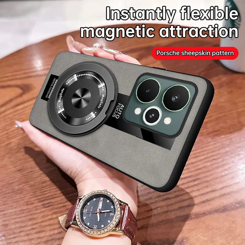 

For Realme 15 Pro Case Luxury Lamb Leather 360° Rotating Bracket Back Cover For Realme 15 Pro Shockproof Bumper Funda