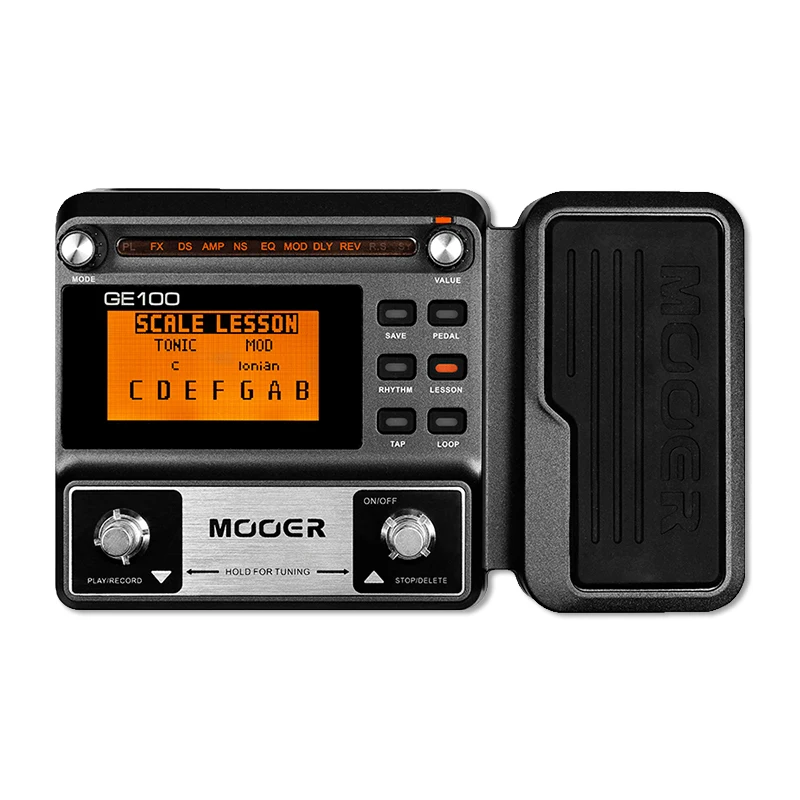 MOOER Guitar Pedal GE100/PE100 Portable Multi-Effects Processor with Drum Machine System and TAP Function