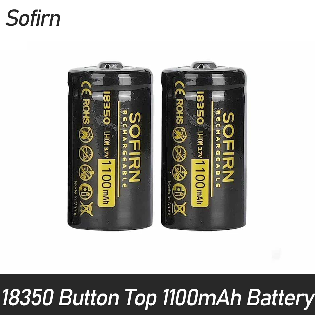 Sofirn 18350 Batteries Button Top 1100mAh Battery for Flashlight