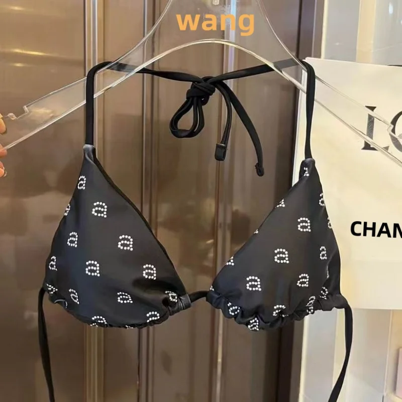 Imagem -03 - Biquíni Impresso para Mulheres Maiô Sexy Tanga Estilo Praia Roupa de Banho Bandagem Marca de Luxo Designer Wang Cuecas Sexy 2024