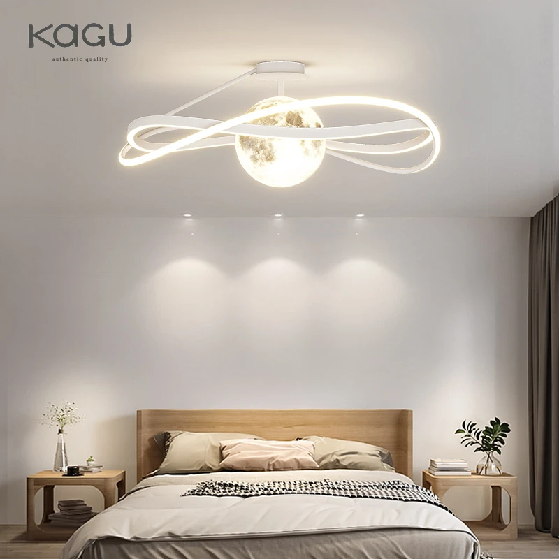 

KAGU Moon Minimalism Design New Modern LED Chandelier Lights Living Dining Room Bedroom Lamps Pendant Lighting