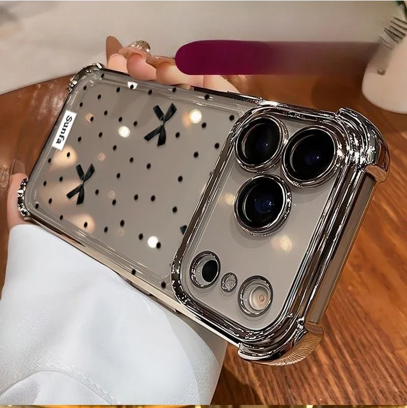 Black Love Heart Bowkont Case For Samsung Galaxy A27 A57 A37 A06 A07 A56 A36 A55 A54 A25 A26 A16 A15 A24 A13 Shockproof Cover