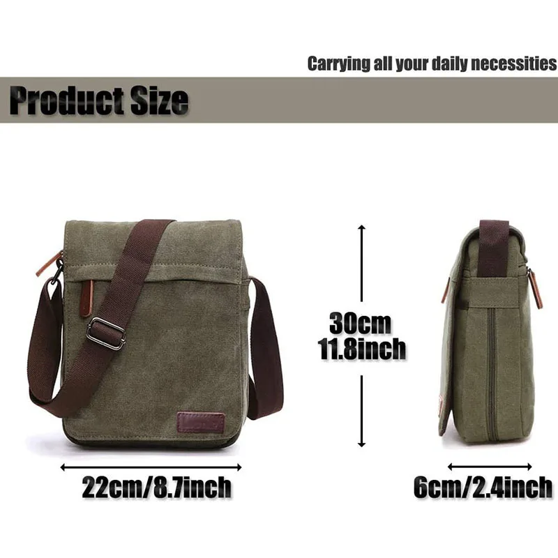 Casual Portable Men's Shoulder Bag Solid Vintage Canvas Messenger Bags Trend Cellphone Crossbody Satchel For Men Purse image 4