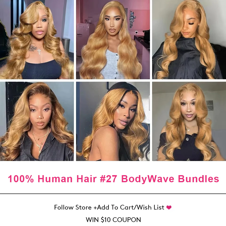 27 #   Honing Blonde Bundels Body Wave Menselijk Haar Bundels Maleisische Remy Haar Weave 100% Virgin Onverwerkte Human Hair Extensions