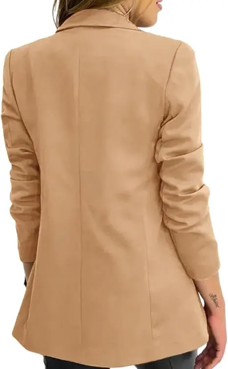 Women's Classic Buttons Slim Fitting Blazer Jacket Solid Color Casual Long Sleeve Lapel Blazer Female Work Office Outerwear