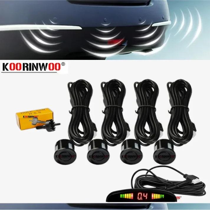 Cars Parking Sensors Koorinwoo Rear Blind Spot Detector LCD Screen Reversing 4 Radar 22mm Vechile Electronic Parktronic Devices