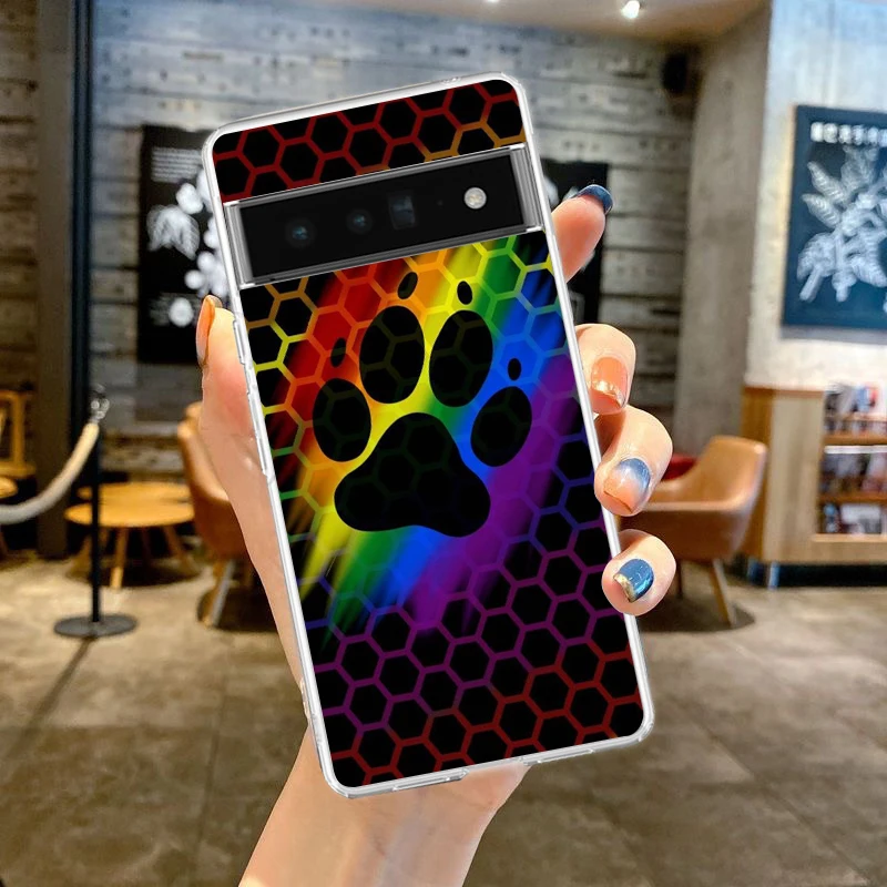 Funda de teléfono con huella de perro para Google Pixel 8, 7, 6, 5, 4, 4XL, a prueba de golpes, 7A, 6A, 5A, 4A, 3A, 3, AXLPro, 5G, carcasa transparente