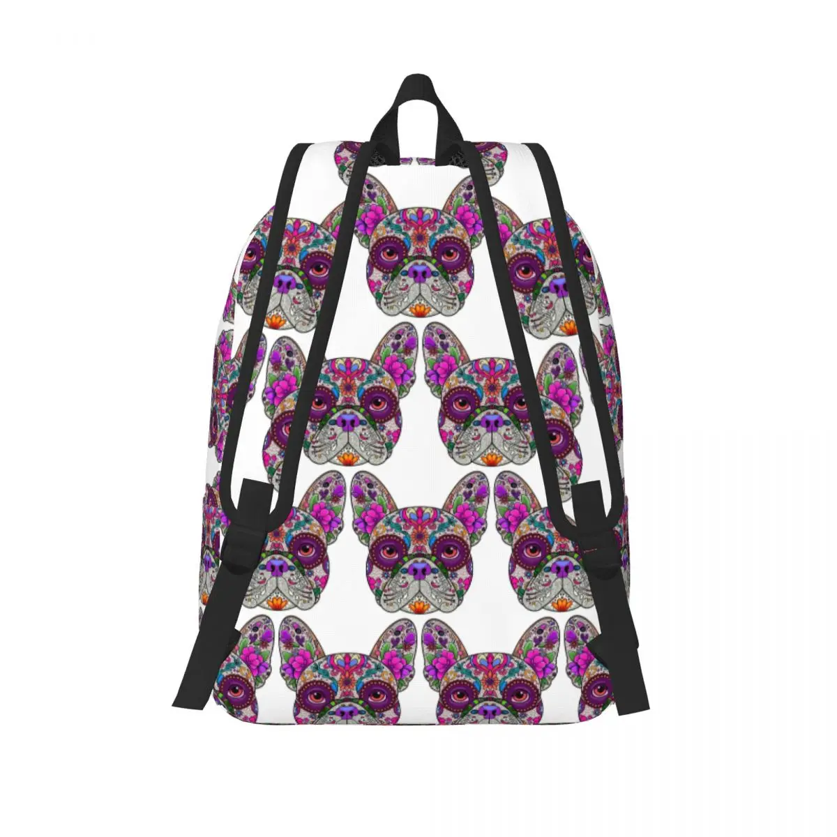 Mexican Day Of The Dead Dog Frenchie Student Backpack School Bag Hiking Travel Daypack Men Women Fashion Bookbag Shoulder Bags