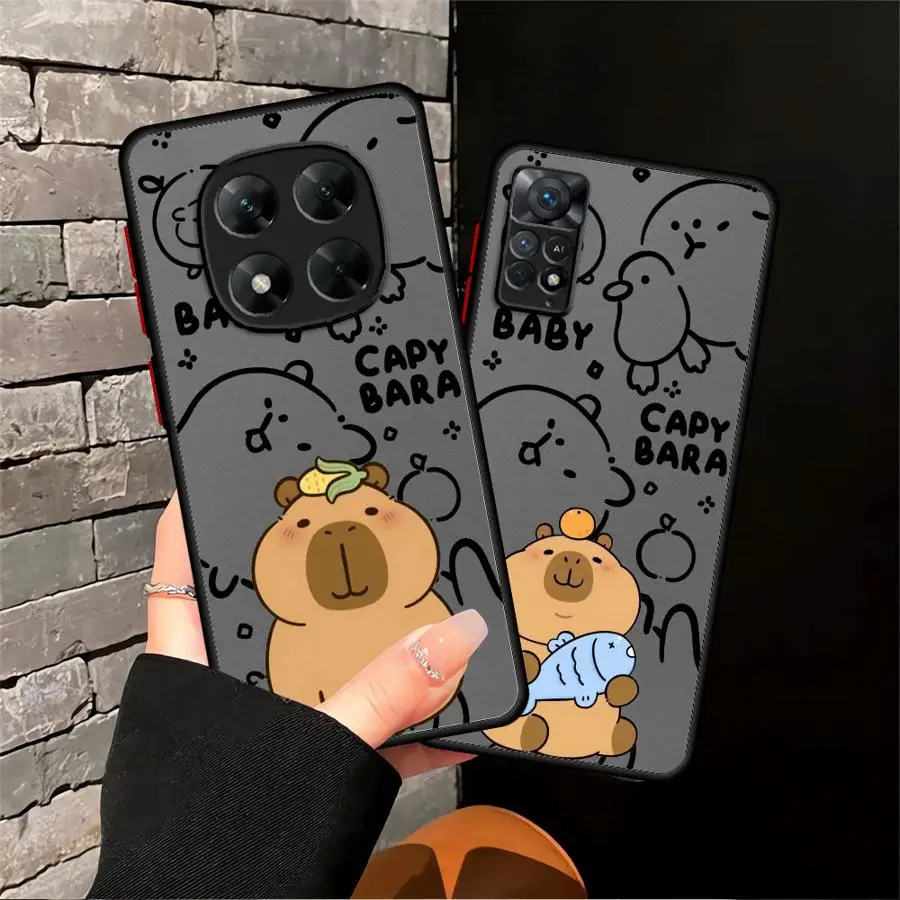 Custodia per Xiaomi Redmi Note 12S 14 Pro 11s 10s 9s 11 12 13 Pro Plus Cover morbida Simpatico cartone animato capibara