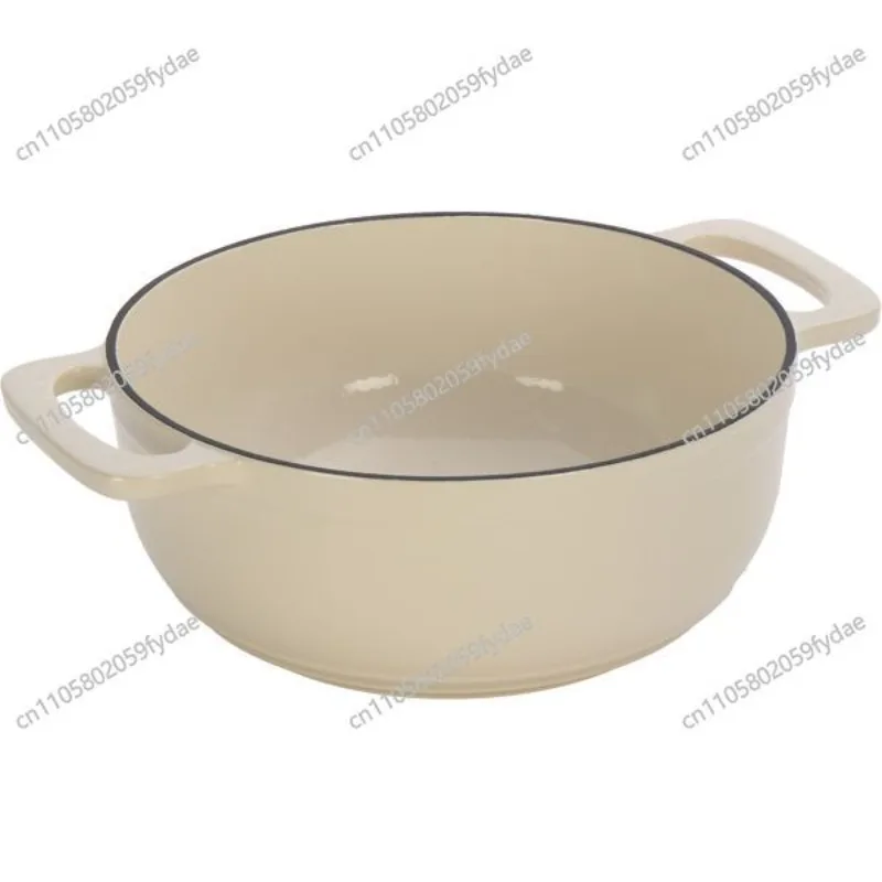 7.5QT Cast Iron Dutch Baking Pot with Ceramic White Enamel Coating
