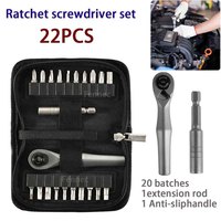 Ratchet Wrench Set 22 in 1 Multifunctional Right Angle Screwdriver Kit Small Mini Ratcheting Screwdriver Combination Set