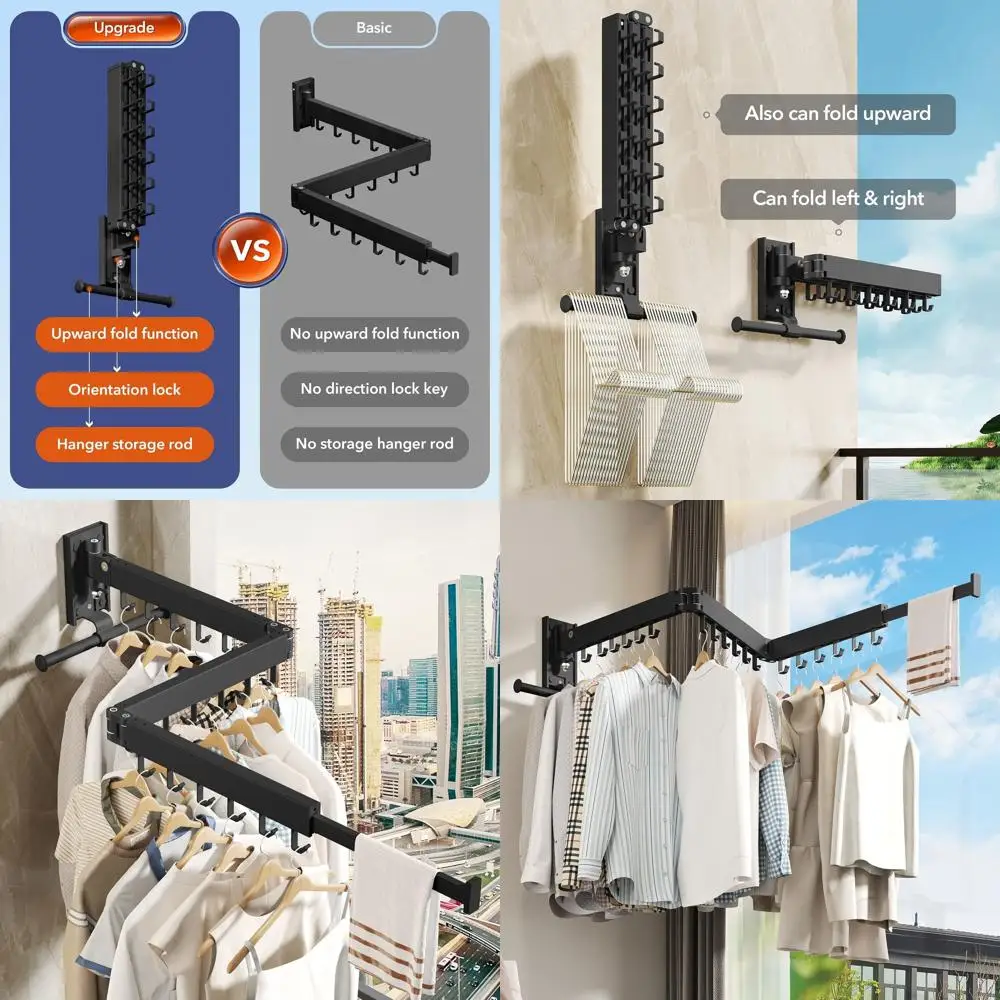 

Компактная черная складная настенная сушилка для одежды для белья