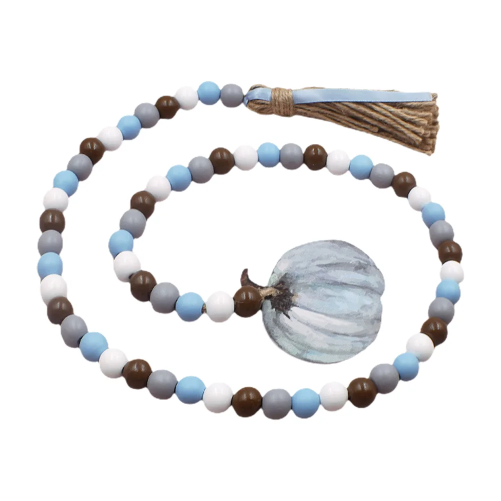 

Pumpkin Bead String Wooden Decorations Thanksgiving Colors 30cm Smooth Beaded Tray Tassel Hanging Home Adornment