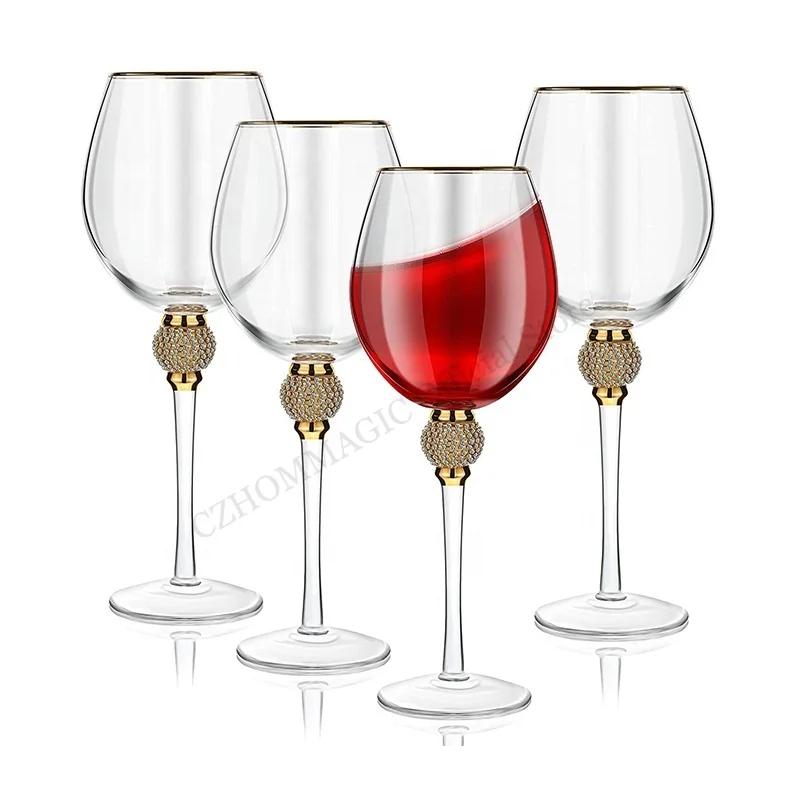 Juego de copas de vino tinto con borde dorado creativo, Copas de cristal de diamante, Bar, fiesta, boda, regalo de copa burdeos, 4 piezas, 2 piezas, 1 piezas