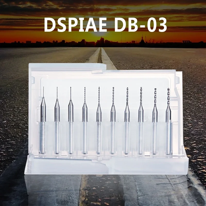 DSPIAE DB-03 드릴 비트 텅스텐 스틸 콤보 세트, 모델 도구 실버 수공구, 취미 액세서리, 0.3-1.2mm, 세트당 10 개