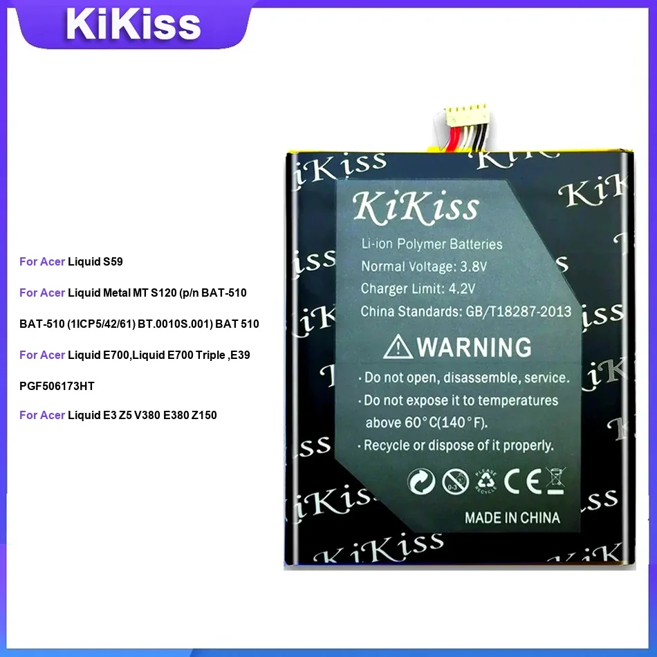 

Battery For Acer Liquid S59 Metal MT S120 E700 Liquid E3 Z5 V380 E380 Z150 BAT-T10BAT-510 BAT-P10 BAT-A10