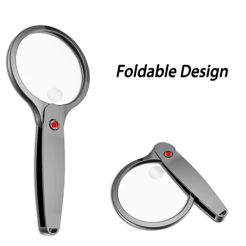 10X Handheld Pocket Magnifying Glass, Folding Hand Held Magnifier for Reading Coins Hobby Travel  Eye Loupe Glass-90 Mm Diameter