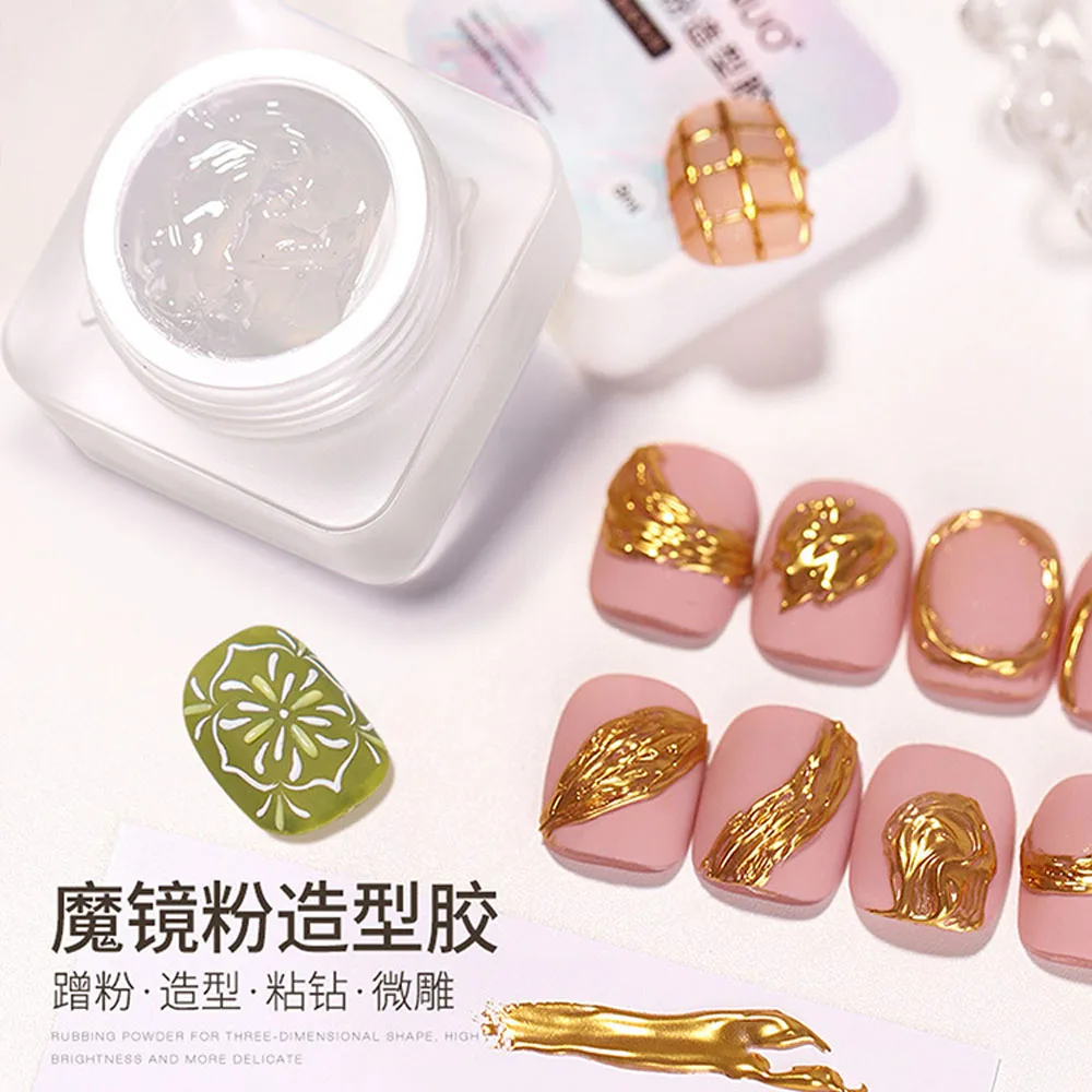 6色マジックミラークロームパウダー5Dネイルアートジェルライナーネイルポリッシュセットノーワイプクリア5DスカルプティングネイルジェルDIYラビングダスト