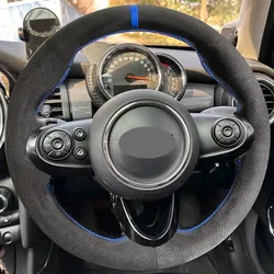 For Mini Cooper R55 R56 R57 R58 R60 R61 F54 F55 F56 F57 F60 R50 R52 R53 LOW-version Car Steering Wheel Cover Suede Leather Trim