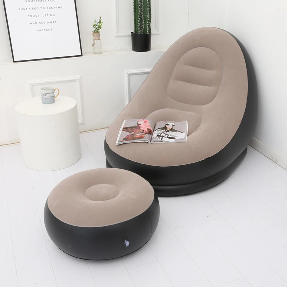 Cozy Home Furniture Outdoor Soft Lounger Air Inflation Recliner Living Room Couch With Foot Stool Lazy Sofa Folding Bedroom