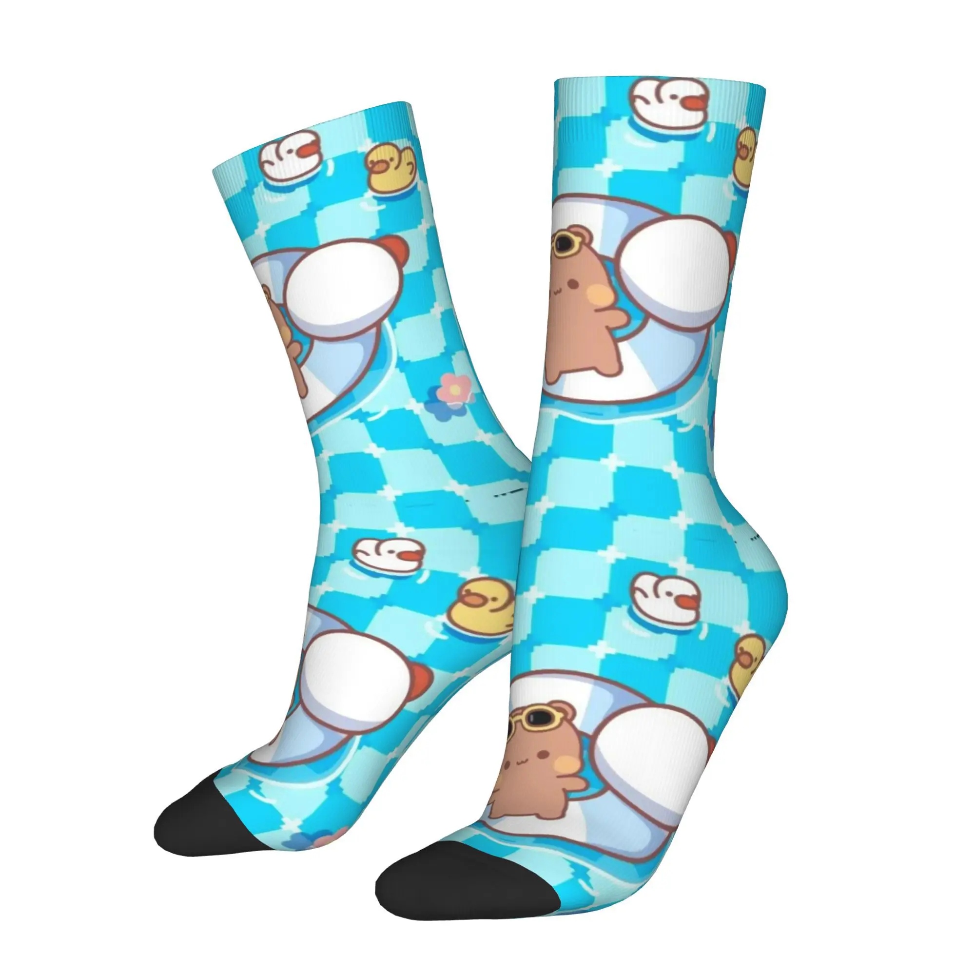 

Vintage Panda Bear And Brownie Men's Socks Bubu Dudu Cartoon Unisex Hip Hop Funny Crew Sock Gift